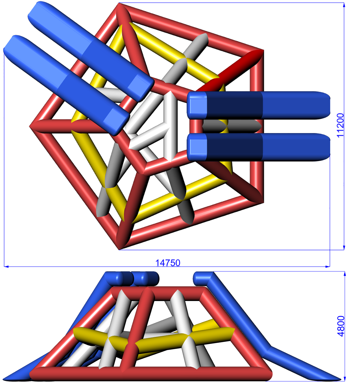 Dimensions of Inflatable water playtower GORGAN
