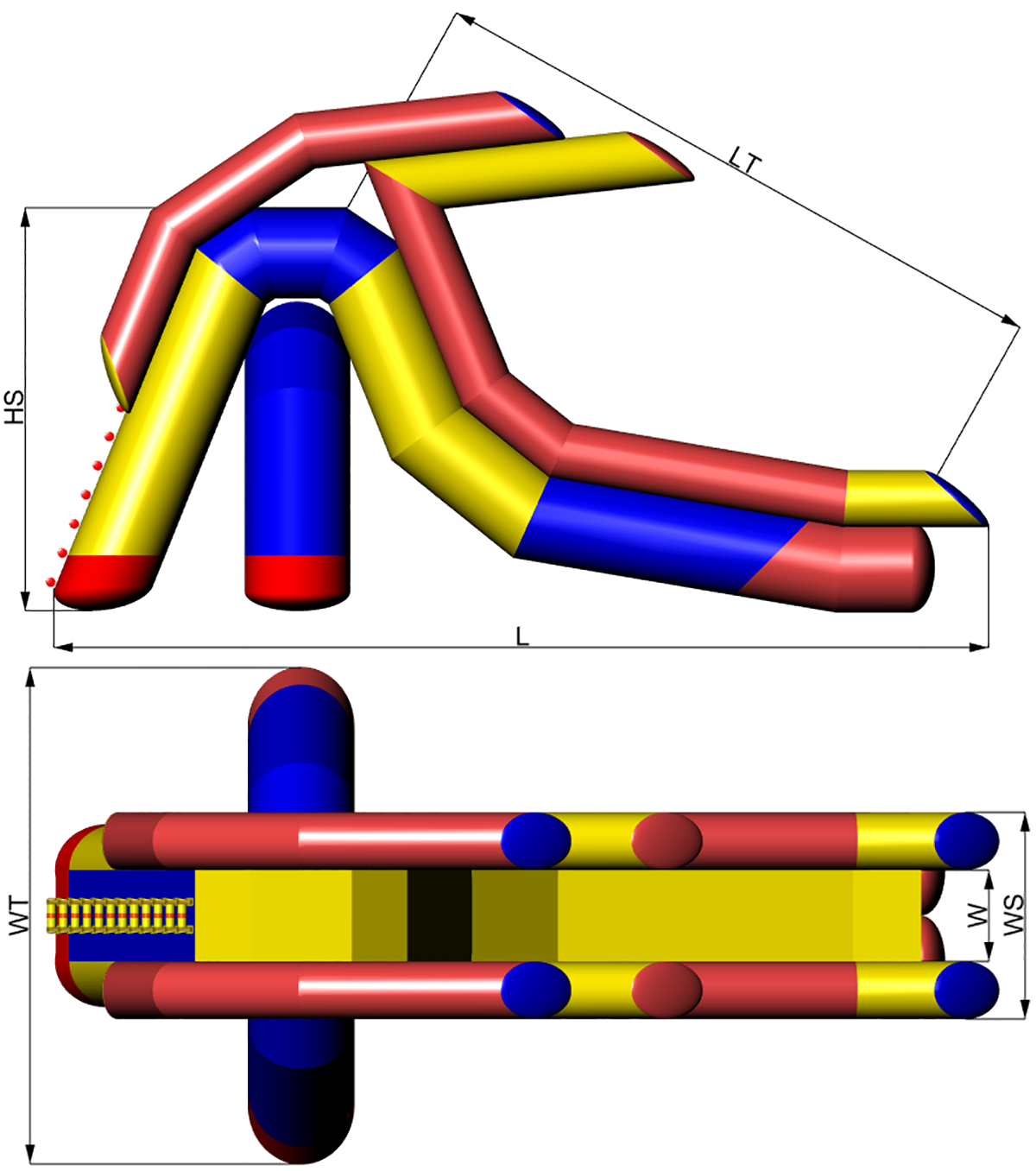 Dimensions of Inflatable water slide SAMARA-3