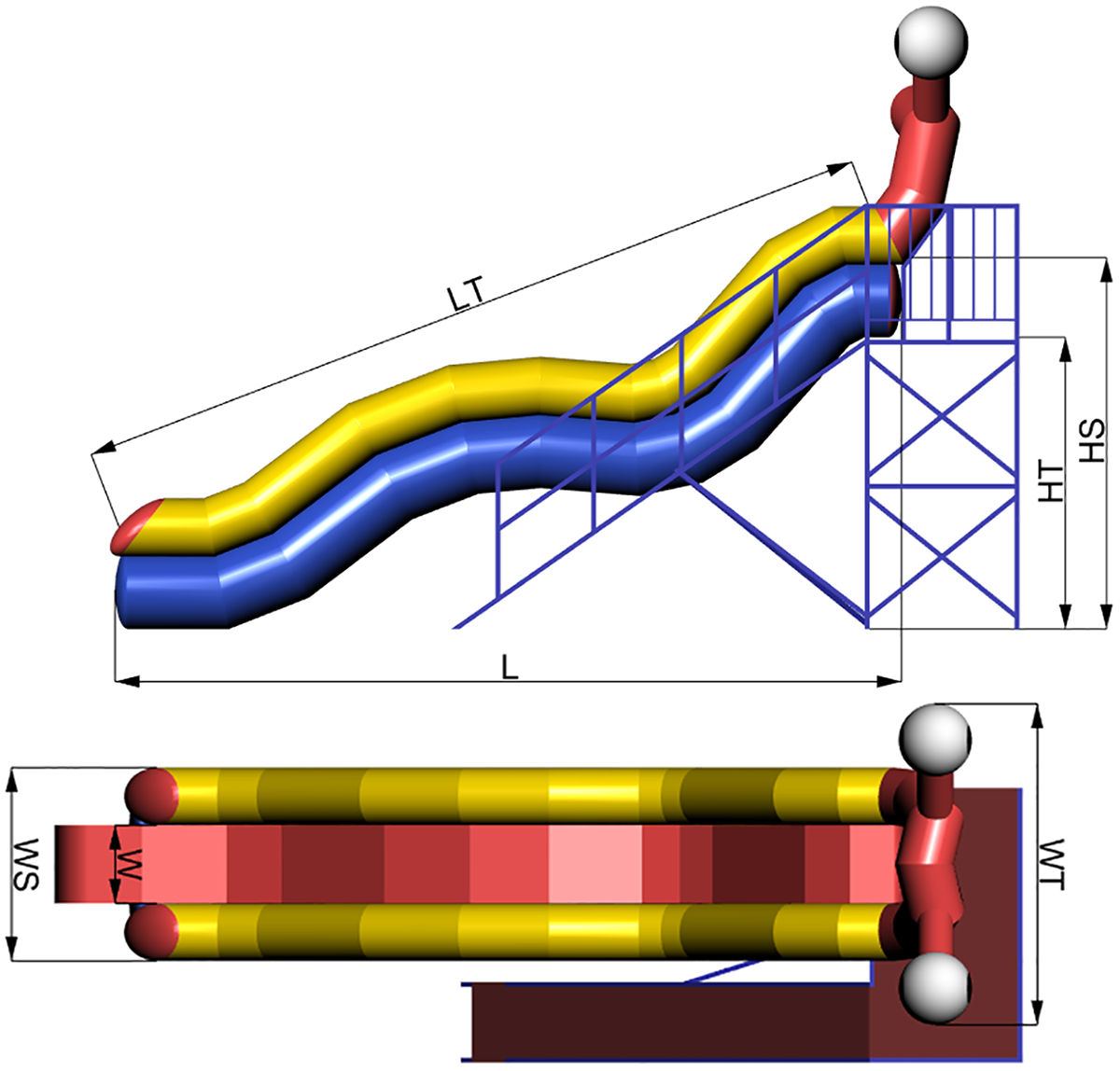 Dimensions of Inflatable water slide OCHI