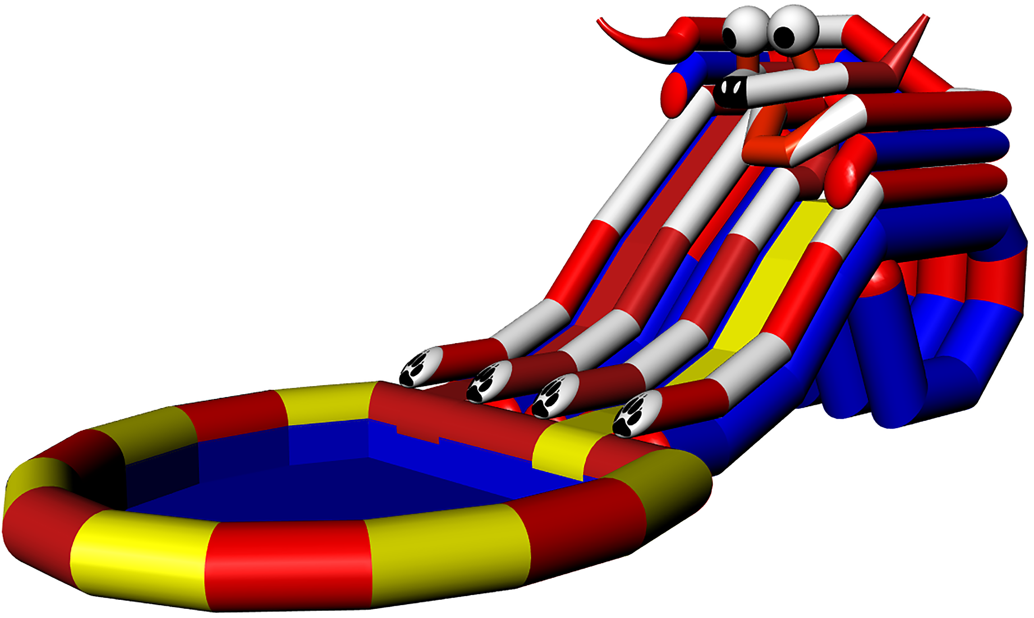 Inflatable waterpark playground with two wet slides DOGGY 2