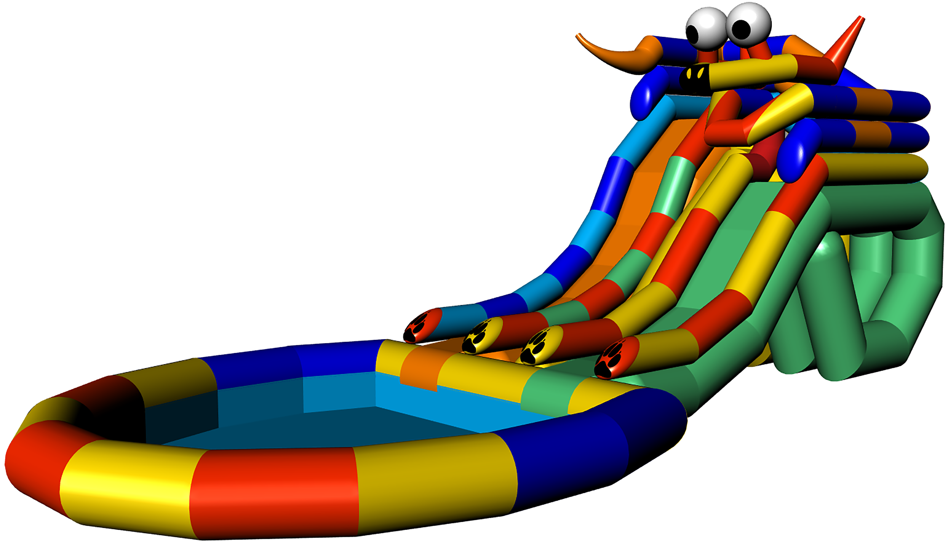 Inflatable waterpark playground with two different wet slides DOGGY 2 FLEX
